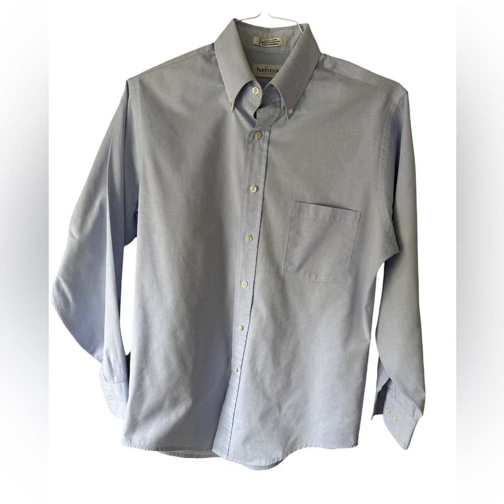 Van Heusen Men's Blue Button Down Dress Shirt Excellent Condition Size 15.5